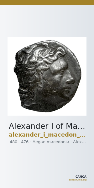 Alexander I of Macedon Aegae, Macedon Raymond 1953 Group I octadrachms — CANOA