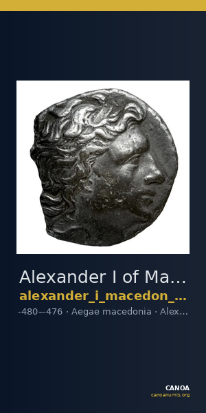 Alexander I of Macedon Aegae, Macedon Raymond 1953 Group I octadrachms — CANOA
