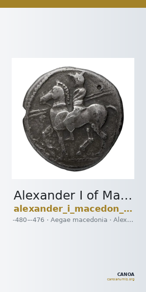 Alexander I of Macedon Aegae, Macedon Raymond 1953 Group I tetradrachms CC — CANOA