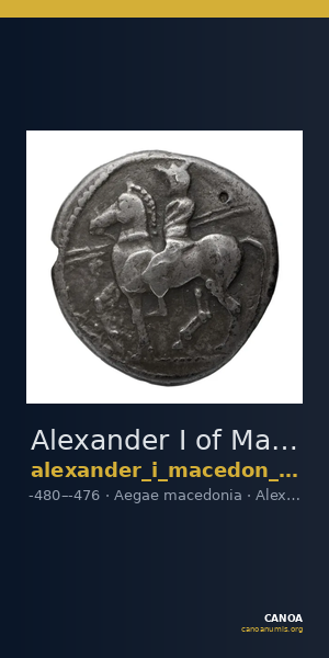 Alexander I of Macedon Aegae, Macedon Raymond 1953 Group I tetradrachms CC — CANOA