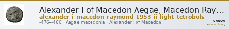 Alexander I of Macedon Aegae, Macedon Raymond 1953 Group II light tetrobols — CANOA
