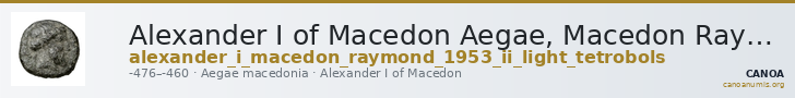 Alexander I of Macedon Aegae, Macedon Raymond 1953 Group II light tetrobols — CANOA