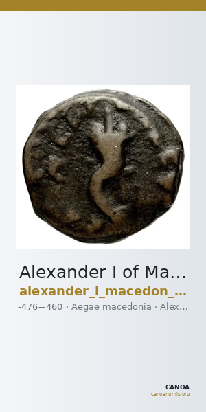 Alexander I of Macedon Aegae, Macedon Raymond 1953 Group II tetradrachms — CANOA