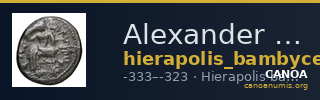 Alexander III of Macedon Hierapolis Bambyce Andrade 2017 Series 11 — CANOA