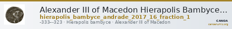 Alexander III of Macedon Hierapolis Bambyce Andrade 2017 Series 16, fraction 1 — CANOA