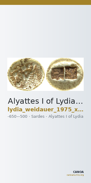 Alyattes I of Lydia Sardis Weidauer 1975 XVII — CANOA