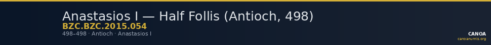 Anastasios I — Half Follis (Antioch, 498) — CANOA