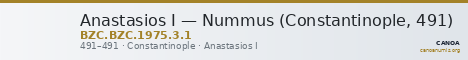 Anastasios I — Nummus (Constantinople, 491) — CANOA