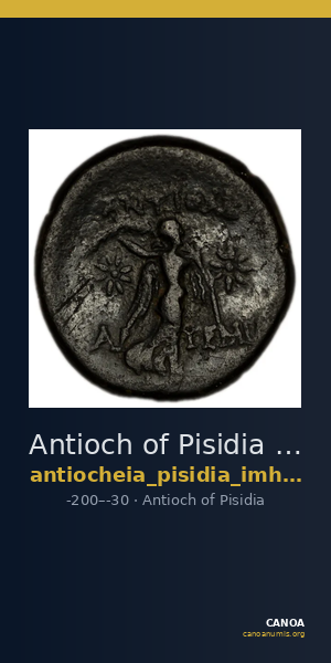 Antioch of Pisidia Imhoof-Blumer 1901-2 p. 356, 1 — CANOA