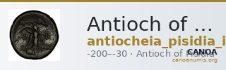 Antioch of Pisidia Imhoof-Blumer 1901-2 p. 356, 1 — CANOA