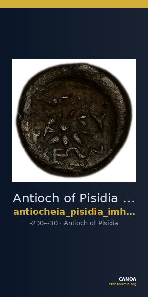 Antioch of Pisidia Imhoof-Blumer 1908 p. 141-2, 3-4 — CANOA