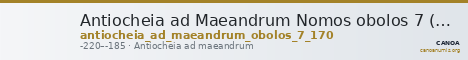 Antiocheia ad Maeandrum Nomos obolos 7 (2017) 170 — CANOA