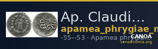 Ap. Claudius Ap. f. Pulcher, governor of Cilicia Apamea in Phrygia Metcalf 2017 IX — CANOA