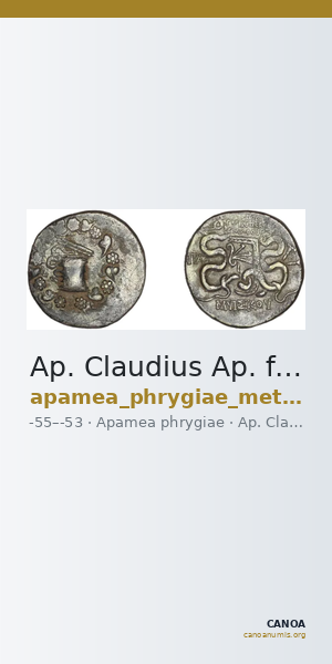 Ap. Claudius Ap. f. Pulcher, governor of Cilicia Apamea in Phrygia Metcalf 2017 VII — CANOA