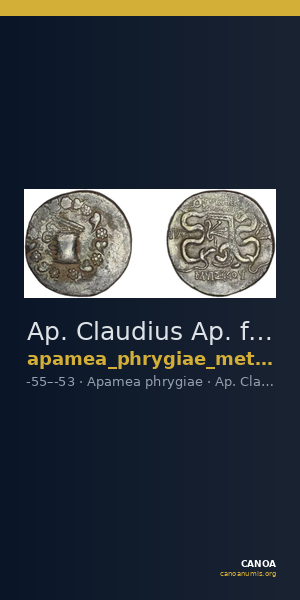 Ap. Claudius Ap. f. Pulcher, governor of Cilicia Apamea in Phrygia Metcalf 2017 VII — CANOA
