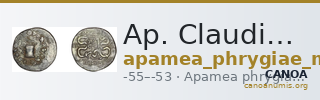 Ap. Claudius Ap. f. Pulcher, governor of Cilicia Apamea in Phrygia Metcalf 2017 VII — CANOA