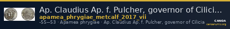 Ap. Claudius Ap. f. Pulcher, governor of Cilicia Apamea in Phrygia Metcalf 2017 VII — CANOA