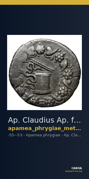 Ap. Claudius Ap. f. Pulcher, governor of Cilicia Apamea in Phrygia Metcalf 2017 VIII — CANOA