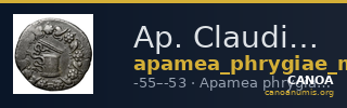 Ap. Claudius Ap. f. Pulcher, governor of Cilicia Apamea in Phrygia Metcalf 2017 VIII — CANOA