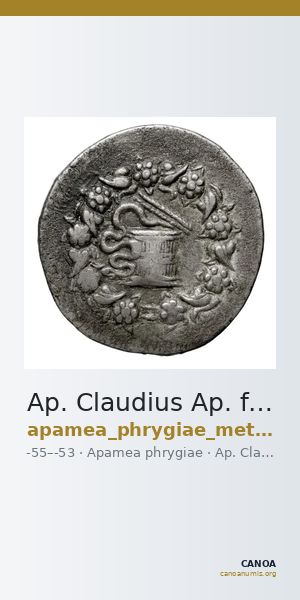 Ap. Claudius Ap. f. Pulcher, governor of Cilicia Apamea in Phrygia Metcalf 2017 X — CANOA