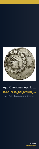 Ap. Claudius Ap. f. Pulcher, governor of Cilicia Laodiceia ad Lycum Metcalf 2017 XII — CANOA