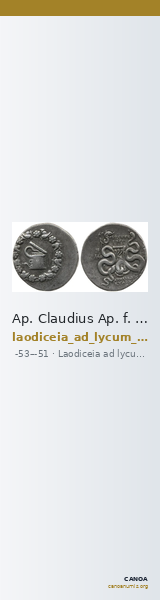 Ap. Claudius Ap. f. Pulcher, governor of Cilicia Laodiceia ad Lycum Metcalf 2017 XIII — CANOA