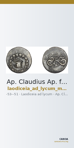 Ap. Claudius Ap. f. Pulcher, governor of Cilicia Laodiceia ad Lycum Metcalf 2017 XIV — CANOA