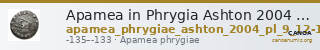 Apamea in Phrygia Ashton 2004 pl. 9, 12 — CANOA
