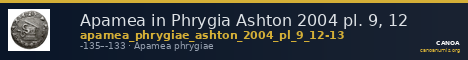 Apamea in Phrygia Ashton 2004 pl. 9, 12 — CANOA