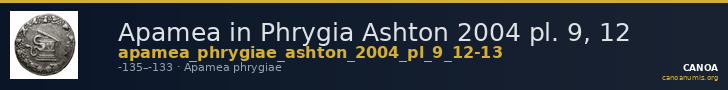 Apamea in Phrygia Ashton 2004 pl. 9, 12 — CANOA