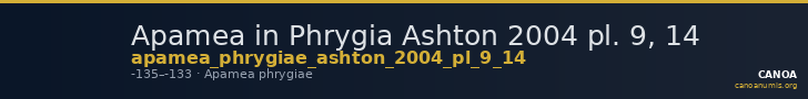 Apamea in Phrygia Ashton 2004 pl. 9, 14 — CANOA