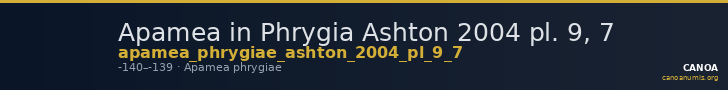 Apamea in Phrygia Ashton 2004 pl. 9, 7 — CANOA