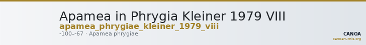 Apamea in Phrygia Kleiner 1979 VIII — CANOA