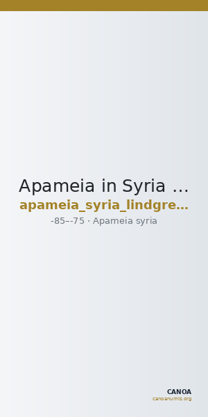 Apameia in Syria Lindgren 1985 1175 — CANOA