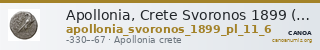 Apollonia, Crete Svoronos 1899 (article Addenda) Addenda, pl. 11, n° 6 — CANOA