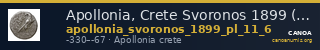 Apollonia, Crete Svoronos 1899 (article Addenda) Addenda, pl. 11, n° 6 — CANOA