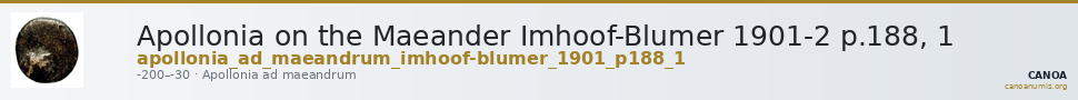 Apollonia on the Maeander Imhoof-Blumer 1901-2 p.188, 1 — CANOA