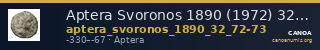 Aptera Svoronos 1890 (1972) 32, 72-73 — CANOA