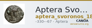 Aptera Svoronos 1890 (1972) 8-10, 21 — CANOA