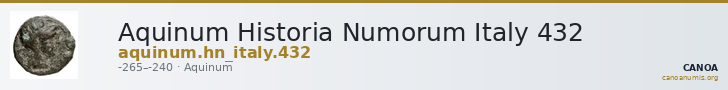Aquinum Historia Numorum Italy 432 — CANOA