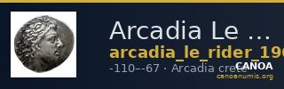 Arcadia Le Rider 1966 p. 289, n° 1-2 (pl. XXXVII, 3 et XLII, 8) — CANOA