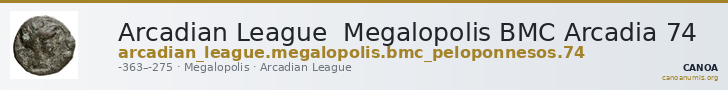 Arcadian League  Megalopolis BMC Arcadia 74 — CANOA