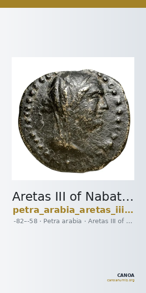 Aretas III of Nabataea Petra Barkay 2019 6, 8 — CANOA