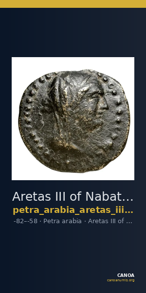 Aretas III of Nabataea Petra Barkay 2019 6, 8 — CANOA