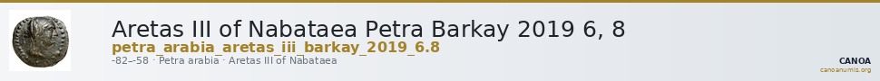 Aretas III of Nabataea Petra Barkay 2019 6, 8 — CANOA