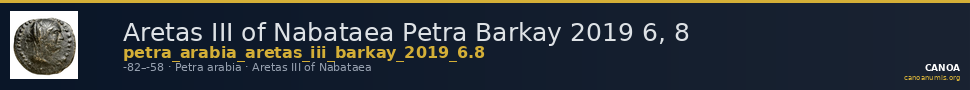 Aretas III of Nabataea Petra Barkay 2019 6, 8 — CANOA