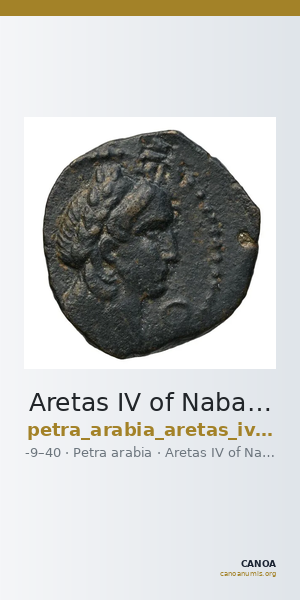 Aretas IV of Nabataea Petra Barkay 2019 105, 107 — CANOA