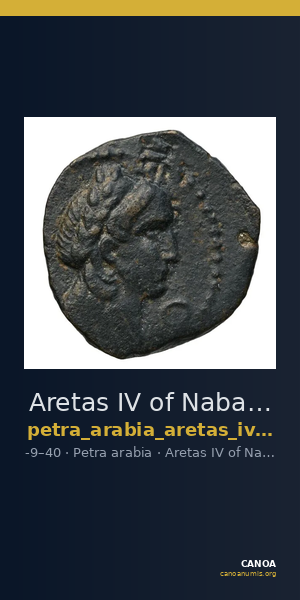 Aretas IV of Nabataea Petra Barkay 2019 105, 107 — CANOA