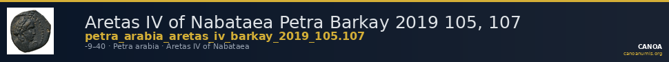 Aretas IV of Nabataea Petra Barkay 2019 105, 107 — CANOA