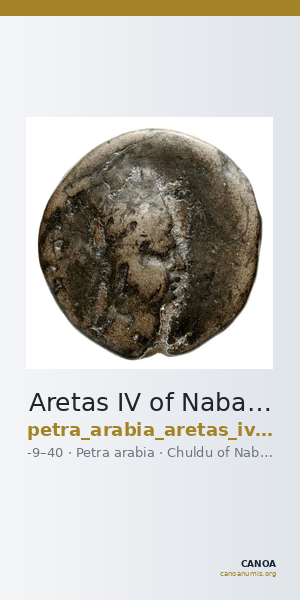 Aretas IV of Nabataea Petra Barkay 2019 132, 136 — CANOA
